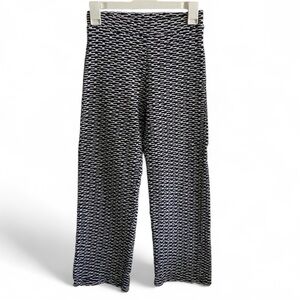 Zara Navy and White Stretchy Straight Leg Knit Pull-on Womens Pants Size Small‎